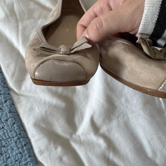 Jennifer Tattanelli Beige Tan Ballet Flats with Leather Toe and Bow Size 37 - Picture 11 of 11